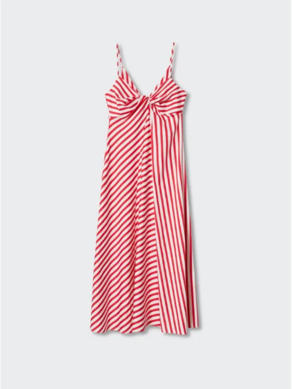NWT MANGO Red & White Striped Midi Dress